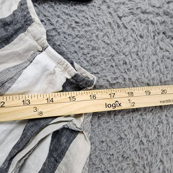 Vanity Top Womens Small Gray Striped 100% Linen V Neck Sleeveless Tank - Picture 6 of 9